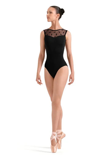 Bloch L50012 Amelia Floral Flocked Mesh Tank Leotard