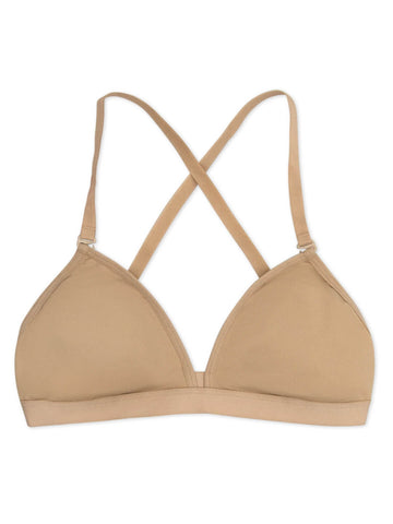 Capezio 3777T  Deep Neck Nude Clear Back Bra - Girls