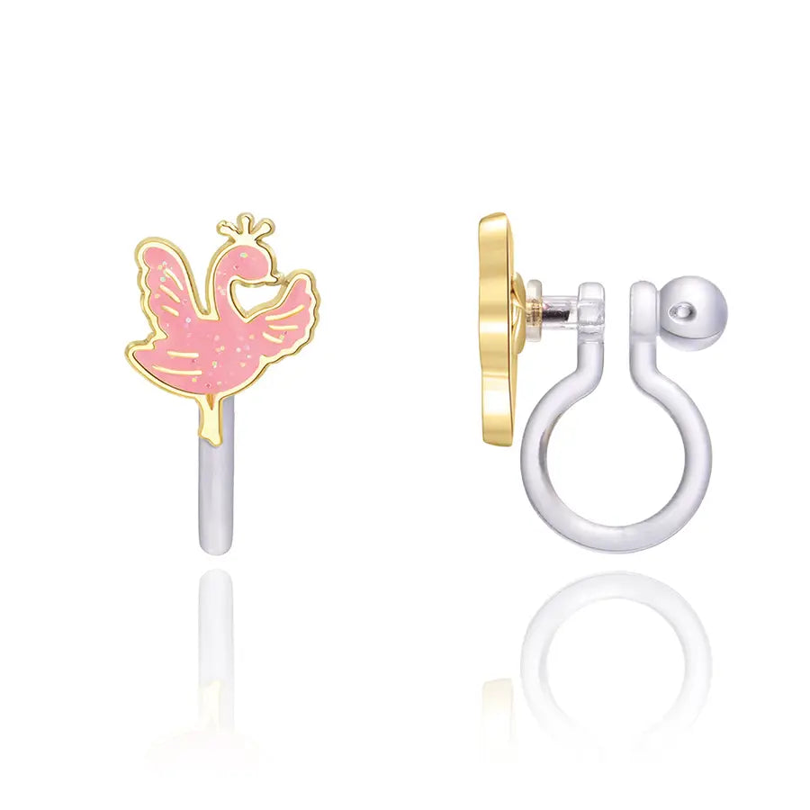 Girl Nation Clip On Cutie Earrings- Sparkly Swan