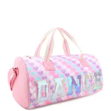 OMG 'dance' Heart Printed Large Barrel Duffle Bag