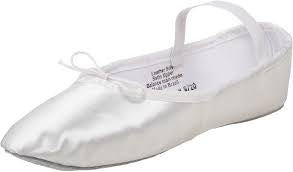 LEO 063 White Satin Full Sole Ballet Slippers
