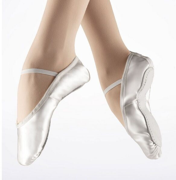 LEO 063 White Satin Full Sole Ballet Slippers