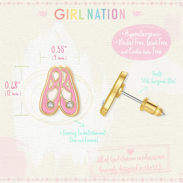 Girl Nation Ballet Slippers Cutie Stud Earrings