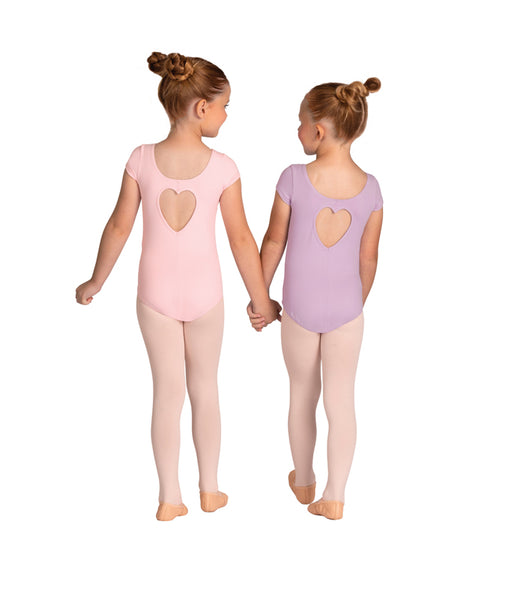DanzNmotion 24127C Heart Back Short Sleeve Leotard