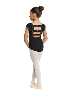 DanzNmotion 23104C Kids Brie Scallopred Lace Leotard