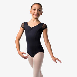 SoDanca SL140 Child Cap Sleeve Leotard with Keyhole Back - BLACK