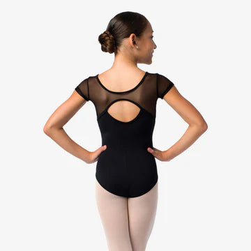 SoDanca SL140 Child Cap Sleeve Leotard with Keyhole Back - BLACK