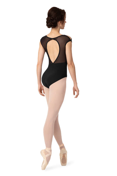 Bloch L9552B V-Neck Open Back Cap Sleeve Leotard BLACK