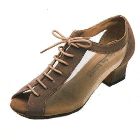 Stephanie Dance Shoes GO4051 MESH CUBAN HEEL-TAN