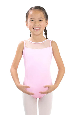 Basic Moves 5887GN Girls' Microfiber Mesh Insert Boat Neck Leotard