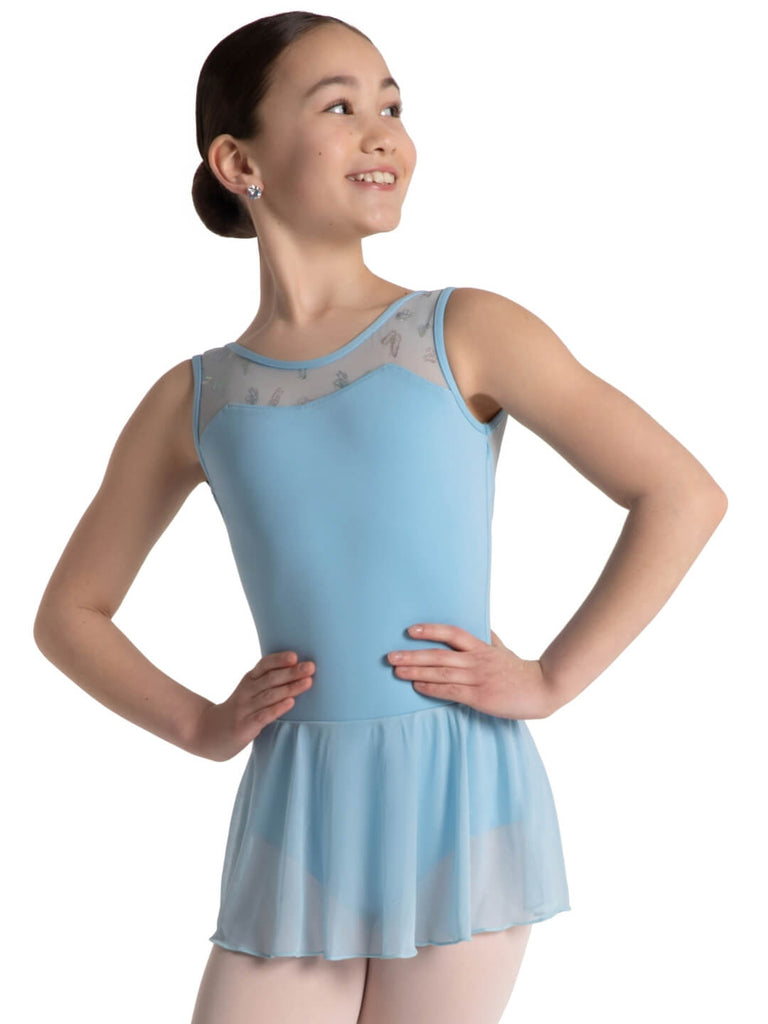 light blue butterfly mesh overlay dress Light Blue Butterfly Ruffle Dress - Sheer Layers